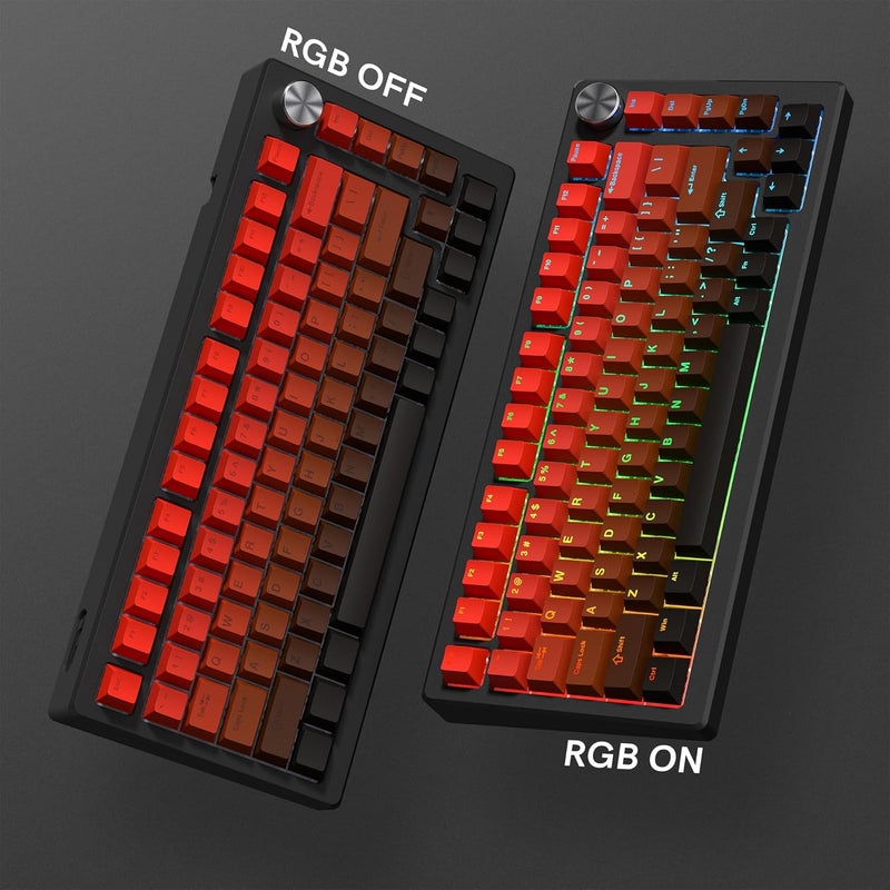 Rainy75 PBT Key caps, Double Shot Shine Through Custom Keycaps, Gradient Keycaps Cherry Profile, Minimalist Style Keyboard Keycap for Mechanical Keyboard (red) - Image 4